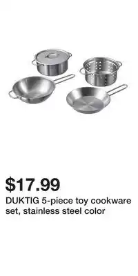 IKEA DUKTIG 5-piece toy cookware set, stainless steel color offer
