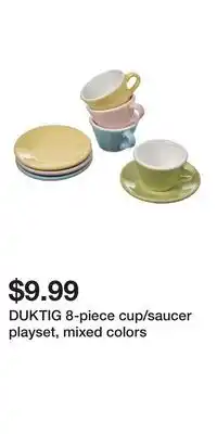 IKEA DUKTIG 8-piece cup/saucer playset, mixed colors offer