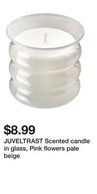 IKEA JUVELTRAST Scented candle in glass, Pink flowers pale beige offer