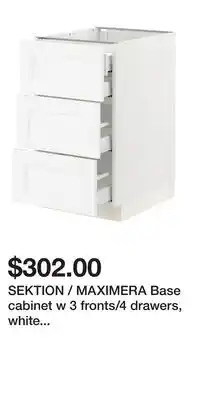 IKEA SEKTION / MAXIMERA Base cabinet w 3 fronts/4 drawers, white Enköping/white wood effect offer