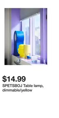 IKEA SPETSBOJ Table lamp, dimmable/yellow offer