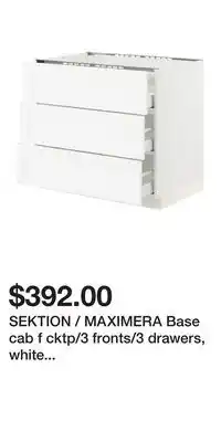 IKEA SEKTION / MAXIMERA Base cab f cktp/3 fronts/3 drawers, white Enköping/white wood effect offer