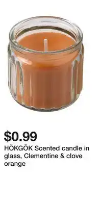 IKEA HÖKGÖK Scented candle in glass, Clementine & clove orange offer