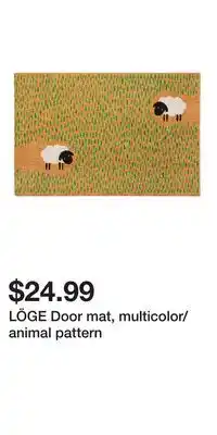 IKEA LÖGE Door mat, multicolor/animal pattern offer