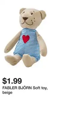 IKEA FABLER BJÖRN Soft toy, beige offer