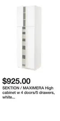 IKEA SEKTION / MAXIMERA High cabinet w 4 doors/5 drawers, white Enköping/white wood effect offer