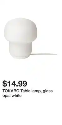 IKEA TOKABO Table lamp, glass opal white offer