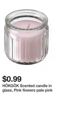 IKEA HÖKGÖK Scented candle in glass, Pink flowers pale pink offer