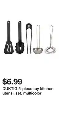 IKEA DUKTIG 5-piece toy kitchen utensil set, multicolor offer