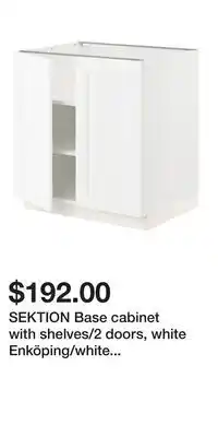 IKEA SEKTION Base cabinet with shelves/2 doors, white Enköping/white wood effect offer