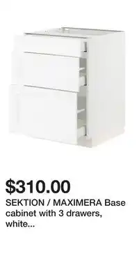 IKEA SEKTION / MAXIMERA Base cabinet with 3 drawers, white Enköping/white wood effect offer