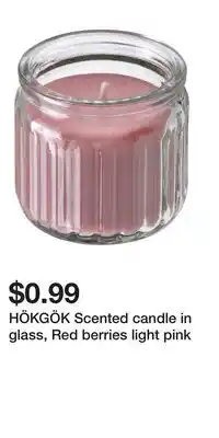 IKEA HÖKGÖK Scented candle in glass, Red berries light pink offer