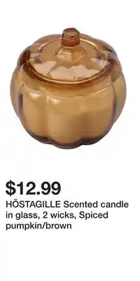 IKEA HÖSTAGILLE Scented candle in glass, 2 wicks, Spiced pumpkin/brown offer