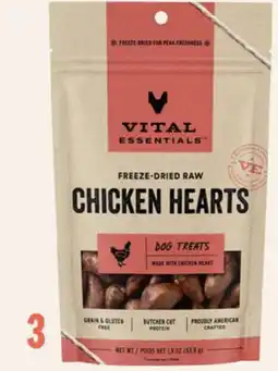 Petvalu Vital Essentials Freeze-Dried Raw Chicken Hearts Dog Treat offer