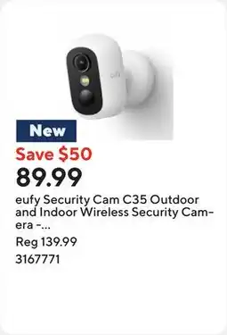 Staples eufy Security Cam C35 Outdoor and Indoor Wireless Security Camera - White offer