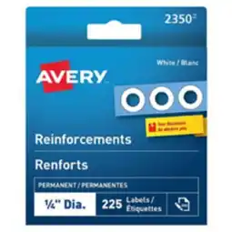 Staples Avery White Permanent Reinforcement Labels - 1/4 Dia offer