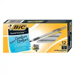 Staples Bic Round Stic Grip Ballpoint Pens, Medium offer