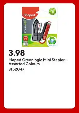 Staples Maped Greenlogic Mini Stapler - Assorted Colours offer