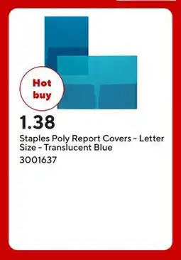 Staples Staples Poly Report Covers - Letter Size - Translucent Blue offer