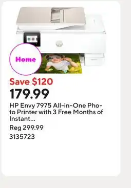 Staples HP Envy 7975 All-in-One Photo Printer with 3 Free Months of Instant Ink offer