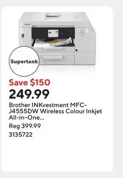 Staples Brother INKvestment MFC-J4555DW Wireless Colour Inkjet All-in-One Printer offer