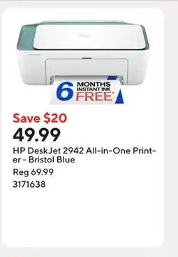 Staples HP DeskJet 2942 All-in-One Printer - Bristol Blue offer
