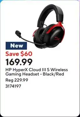 Staples HP HyperX Cloud III S Wireless Gaming Headset - Black/Red offer