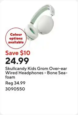 Staples Skullcandy Kids Grom Over-ear Wired Headphones - Bone Seafoam offer