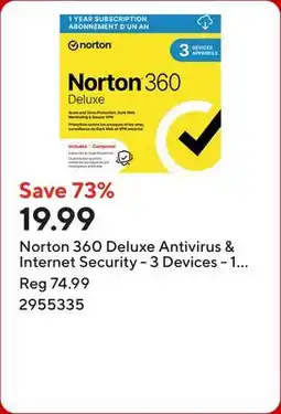 Staples Norton 360 Deluxe Antivirus & Internet Security - 3 Devices - 1 Year Subscription [Digital Download] offer