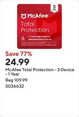 Staples McAfee Total Protection - 3 Device - 1 Year offer