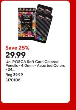 Staples Uni POSCA Soft Core Colored Pencils - 4.0mm - Assorted Colors offer