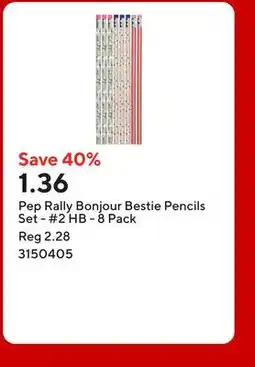 Staples Pep Rally Bonjour Bestie Pencils Set - #2 HB offer