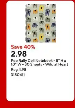 Staples Pep Rally Coil Notebook - 8 H x 10 W - 80 Sheets - Wild at Heart offer