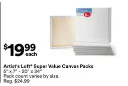 Michaels Artist's Loft Super Value Canvas Packs offer