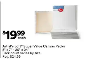 Michaels Artist's Loft Super Value Canvas Packs offer