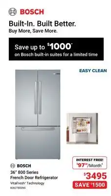 Visions Electronics BOSCH 36 800 Series French Door Refrigerator offer