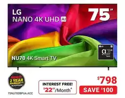 Visions Electronics LG NANO 4K UHD AI NU70 4K Smart TV offer