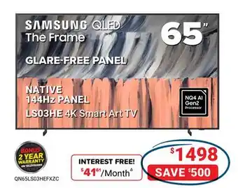 Visions Electronics SAMSUNG QLED The Frame 65 offer