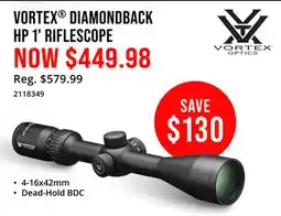 Cabela's VORTEX DIAMONDBACK HP 1' RIFLESCOPE offer