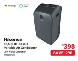 Visions Electronics Hisense 13,500 BTU 3-in-1 Portable Air Conditioner offer