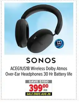 2001 Audio Video ACEG1US1B SONOS Wireless Dolby Atmos Over-Ear Headphones 30 Hr Battery life offer