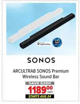 2001 Audio Video ARCULTRAB SONOS Premium Wireless Sound Bar offer