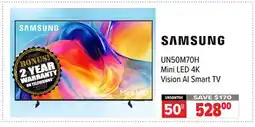 2001 Audio Video UN50M70H 50 SAMSUNG Mini LED 4K Vision AI Smart TV offer