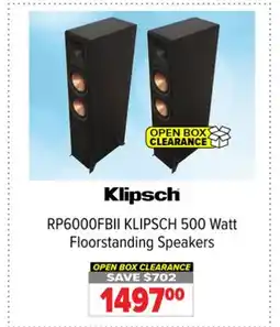 2001 Audio Video RP6000FBII KLIPSCH 500 Watt Floorstanding Speakers offer