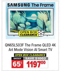 2001 Audio Video QN65LS03F SAMSUNG 65 The Frame QLED 4K Art Mode Vision AI Smart TV offer