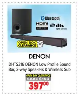 2001 Audio Video DHTS316 DENON Low Profile Sound Bar, 2-way Speakers & Wireless Sub offer