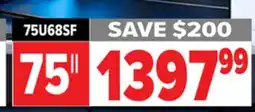 2001 Audio Video 75U68SF HISENSE 75 MINI-LED 144HZ 1200 NIT offer