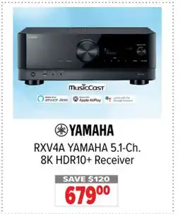 2001 Audio Video RXV44A YAMAHA 5.1-Ch. 8K HDR10+ Receiver offer