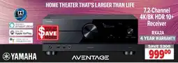 2001 Audio Video RXA2A Yamaha 7.2-channel 4K/8K HDR 10+ Receiver offer