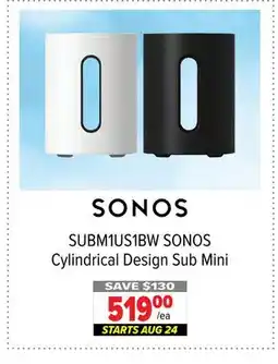 2001 Audio Video SUBM1US1BW SONOS Cylindrical Design Sub Mini offer